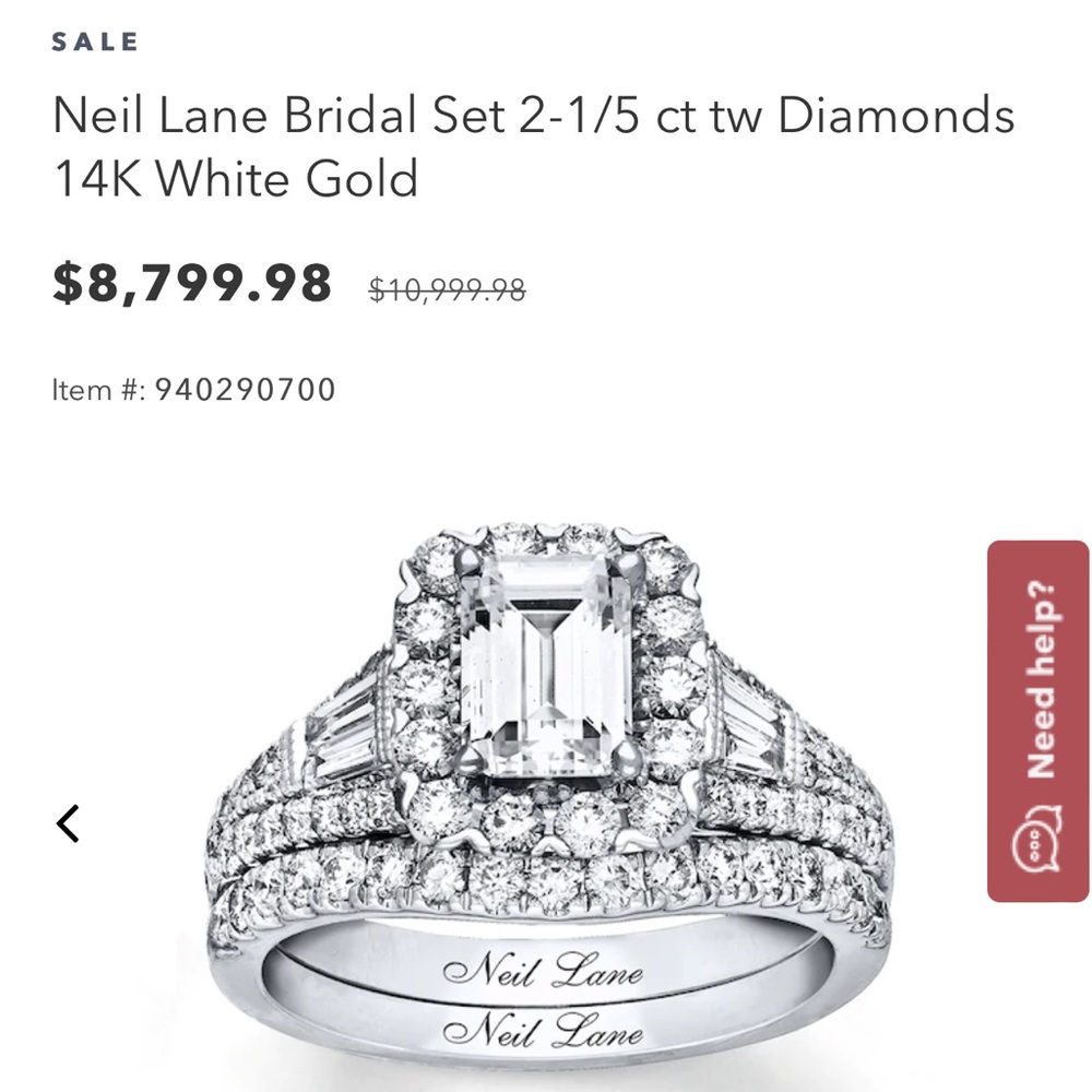 Certified, life time warranty, Neil Lane Wedding Set